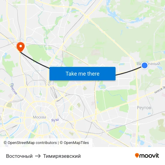 Восточный to Тимирязевский map