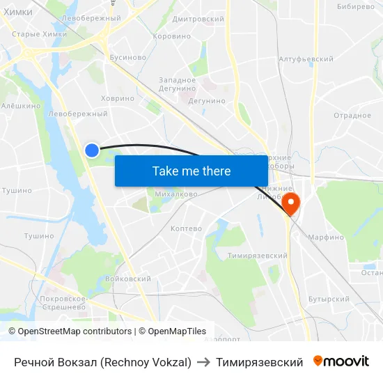 Речной Вокзал (Rechnoy Vokzal) to Тимирязевский map