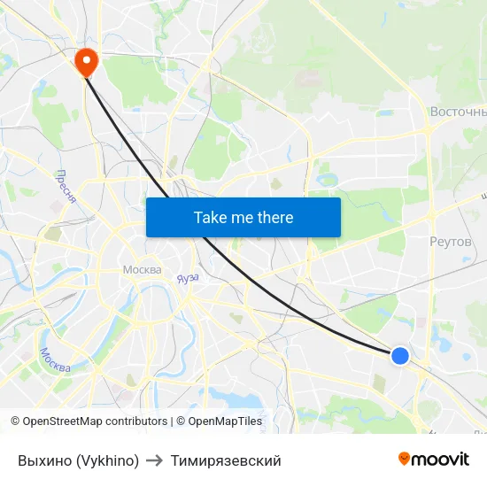 Выхино (Vykhino) to Тимирязевский map