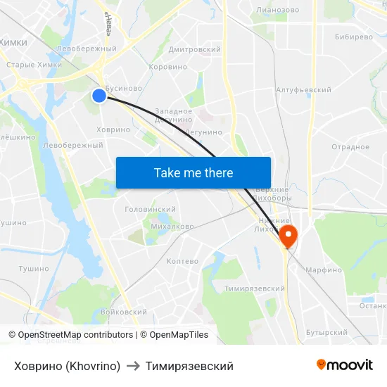 Ховрино (Khovrino) to Тимирязевский map