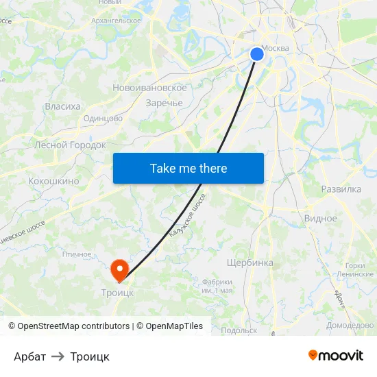 Арбат to Троицк map