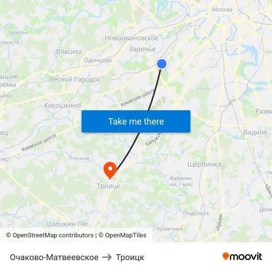 Очаково-Матвеевское to Троицк map