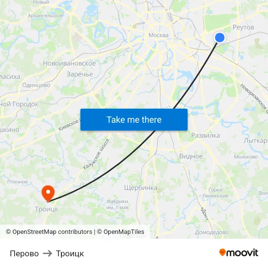 Перово to Троицк map