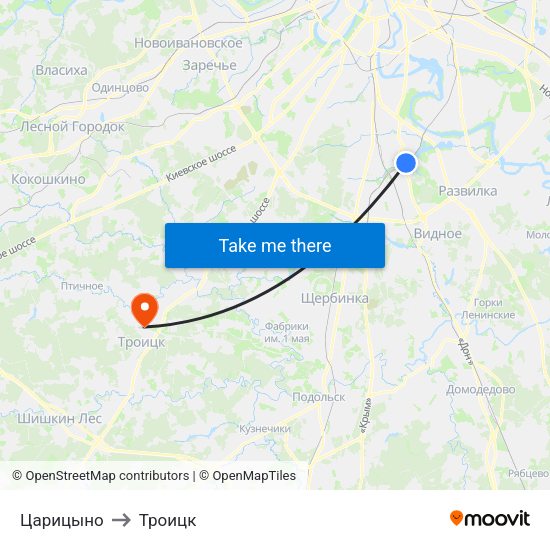 Царицыно to Троицк map