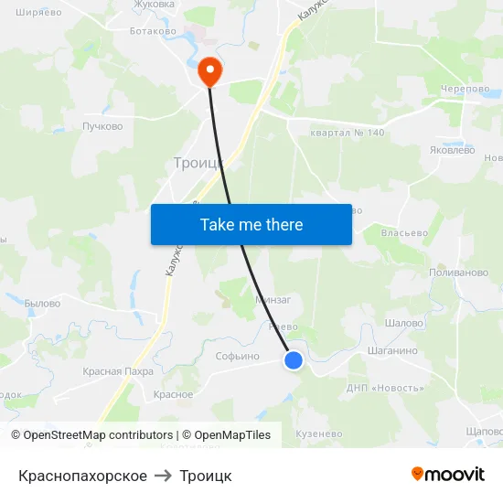 Краснопахорское to Троицк map