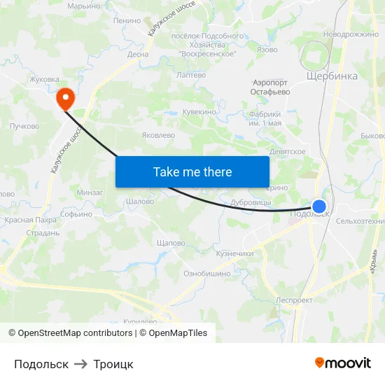 Подольск to Троицк map