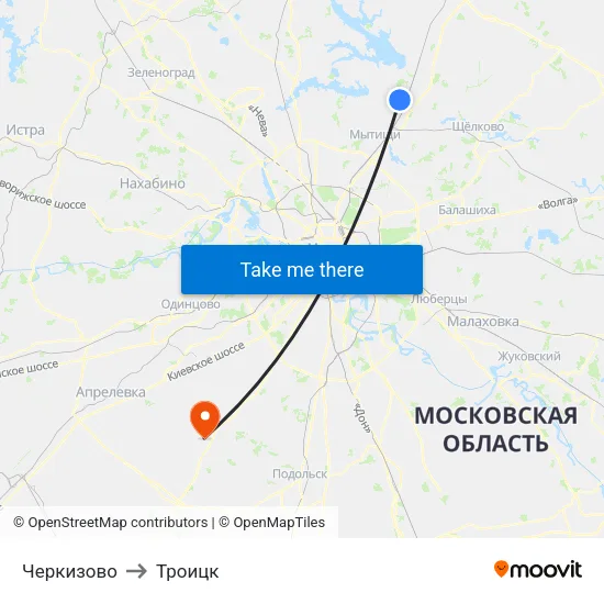 Черкизово to Троицк map