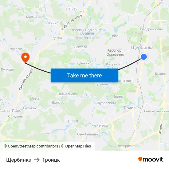 Щербинка to Троицк map