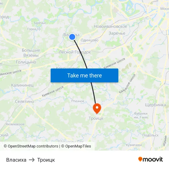 Власиха to Троицк map