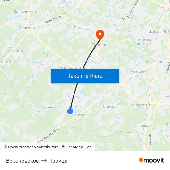 Вороновское to Троицк map