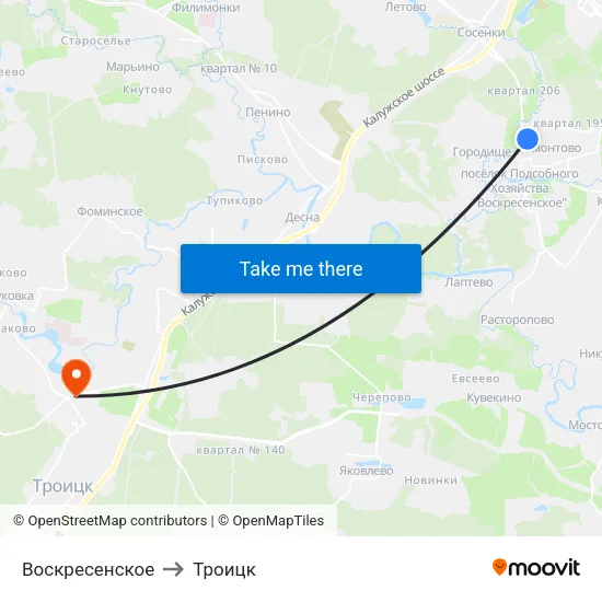 Воскресенское to Троицк map