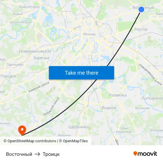 Восточный to Троицк map