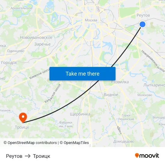Реутов to Троицк map