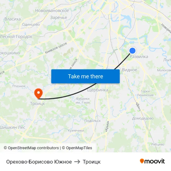 Орехово-Борисово Южное to Троицк map