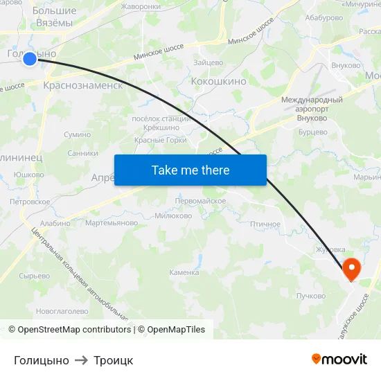 Голицыно to Троицк map