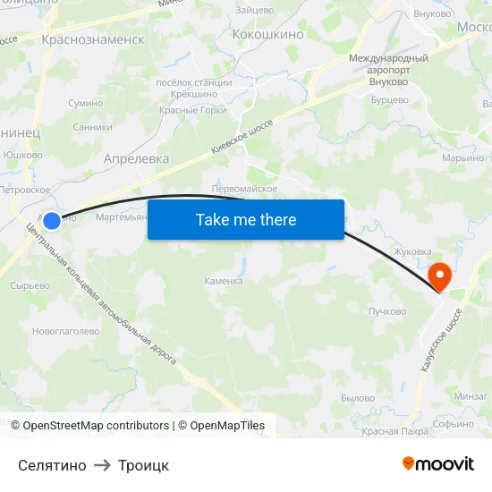 Селятино to Троицк map