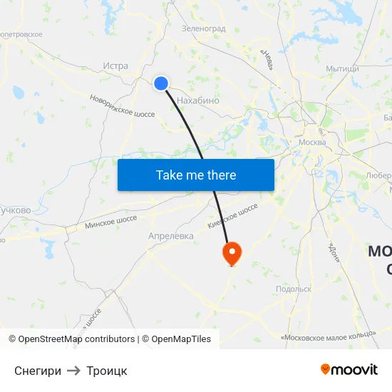 Снегири to Троицк map