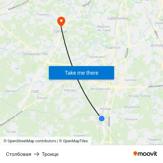 Столбовая to Троицк map