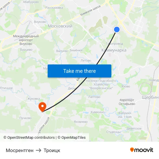 Мосрентген to Троицк map