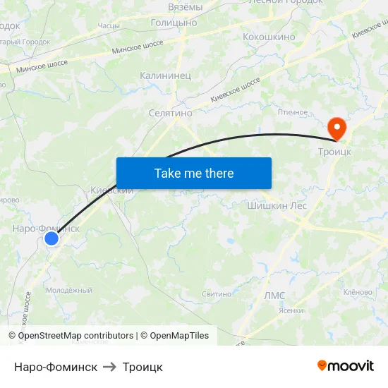 Наро-Фоминск to Троицк map