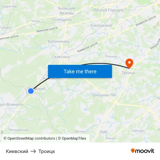 Киевский to Троицк map