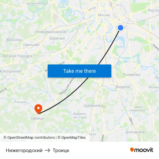 Нижегородский to Троицк map