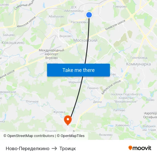 Ново-Переделкино to Троицк map