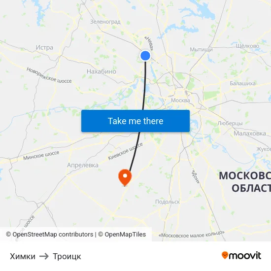 Химки to Троицк map