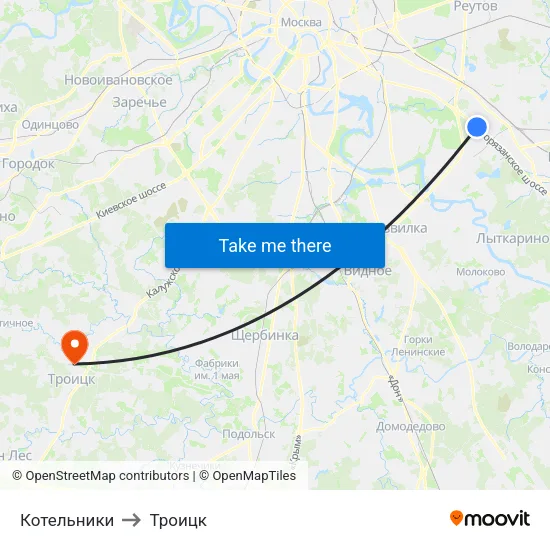 Котельники to Троицк map