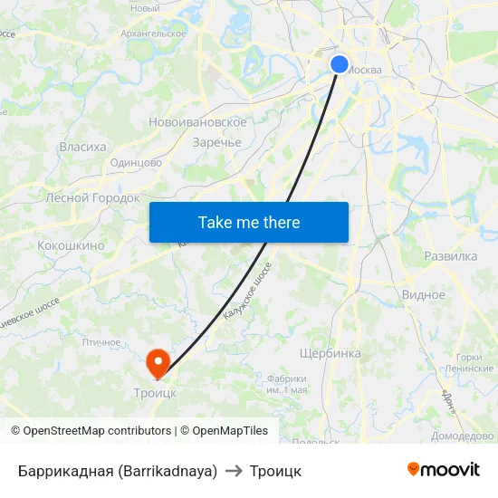 Баррикадная (Barrikadnaya) to Троицк map