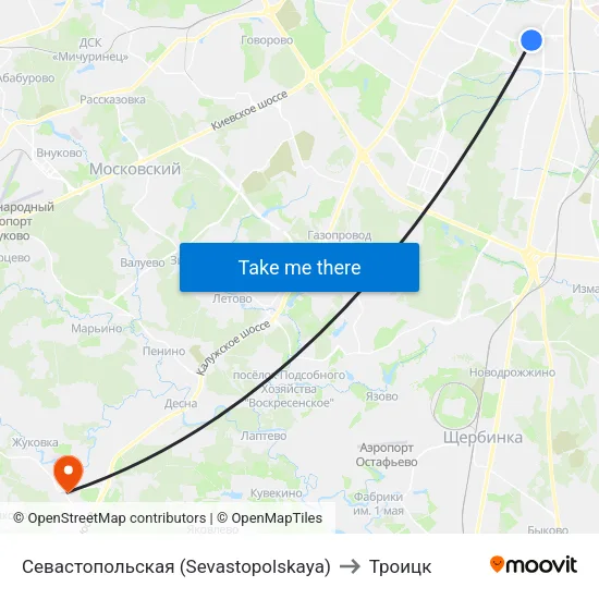 Севастопольская (Sevastopolskaya) to Троицк map