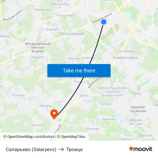 Саларьево (Salaryevo) to Троицк map