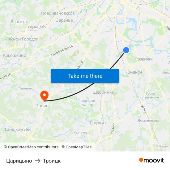 Царицыно to Троицк map