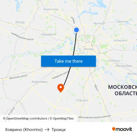 Ховрино (Khovrino) to Троицк map