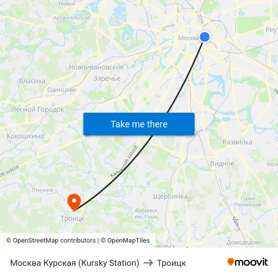Москва Курская (Kursky Station) to Троицк map
