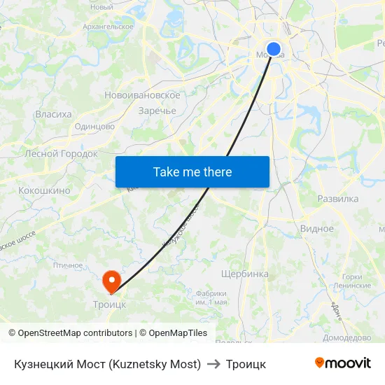 Кузнецкий Мост (Kuznetsky Most) to Троицк map