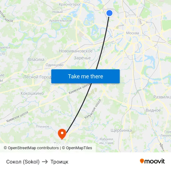 Сокол (Sokol) to Троицк map