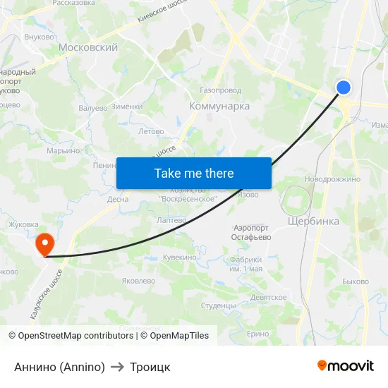 Аннино (Annino) to Троицк map
