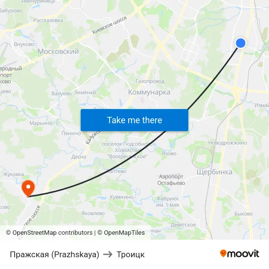 Пражская (Prazhskaya) to Троицк map