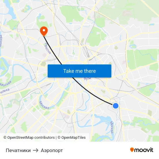 Печатники to Аэропорт map