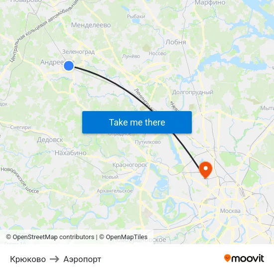 Крюково to Аэропорт map