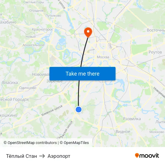 Тёплый Стан to Аэропорт map