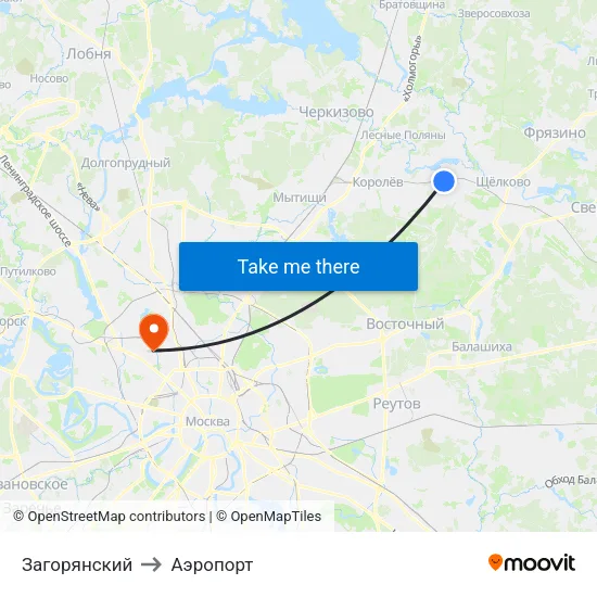 Загорянский to Аэропорт map