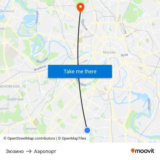 Зюзино to Аэропорт map