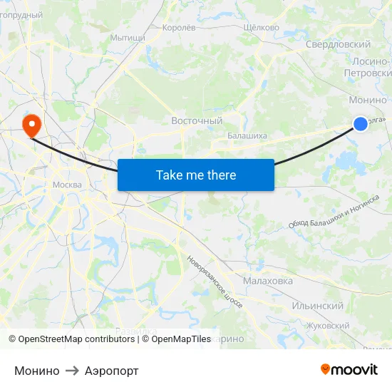 Монино to Аэропорт map
