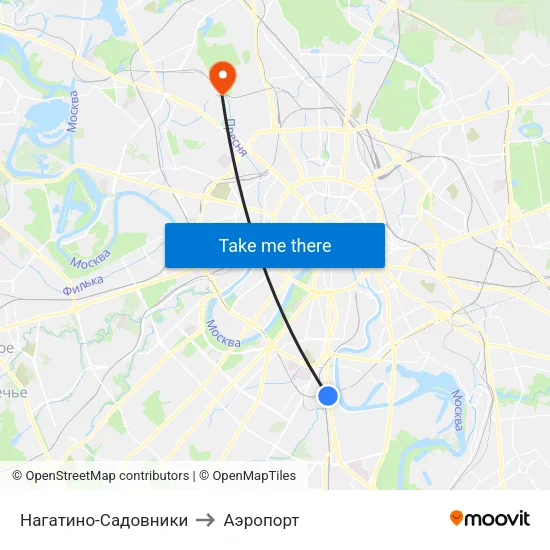 Нагатино-Садовники to Аэропорт map