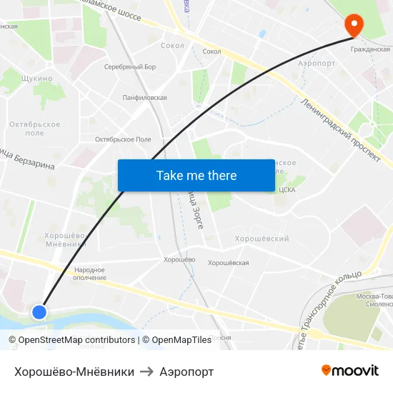Хорошёво-Мнёвники to Аэропорт map