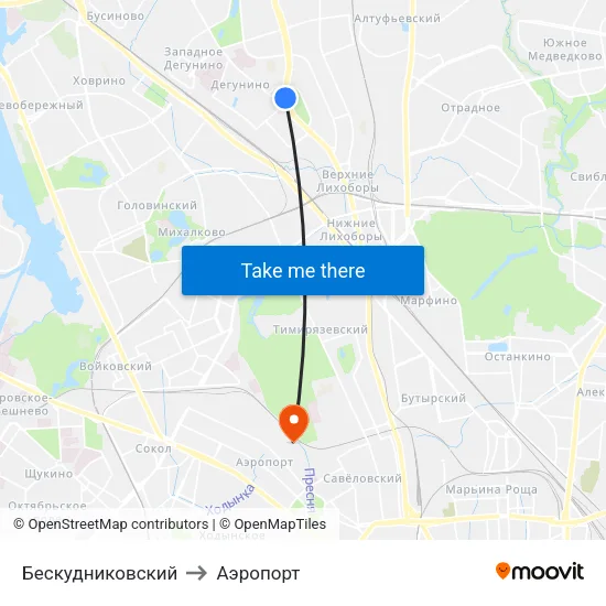 Бескудниковский to Аэропорт map