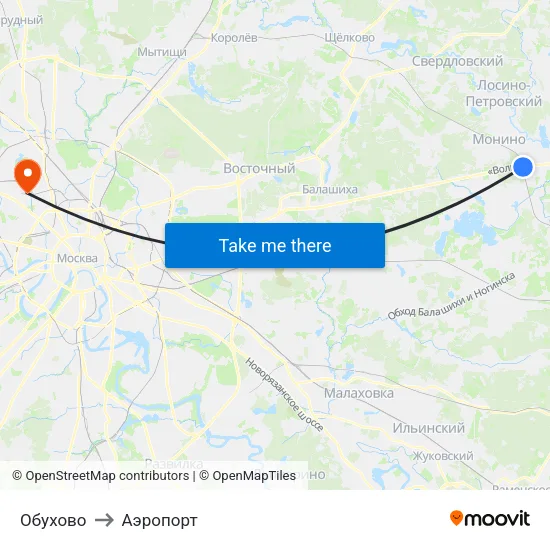 Обухово to Аэропорт map