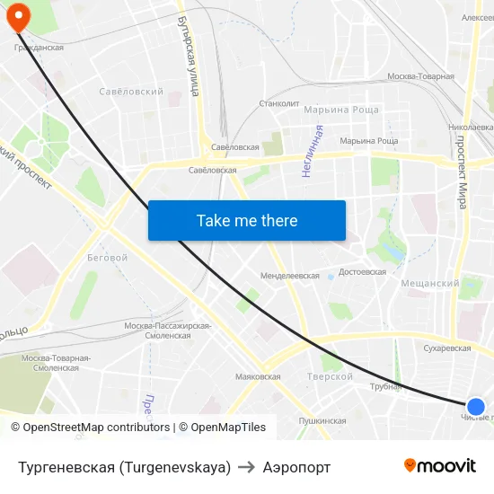 Тургеневская (Turgenevskaya) to Аэропорт map